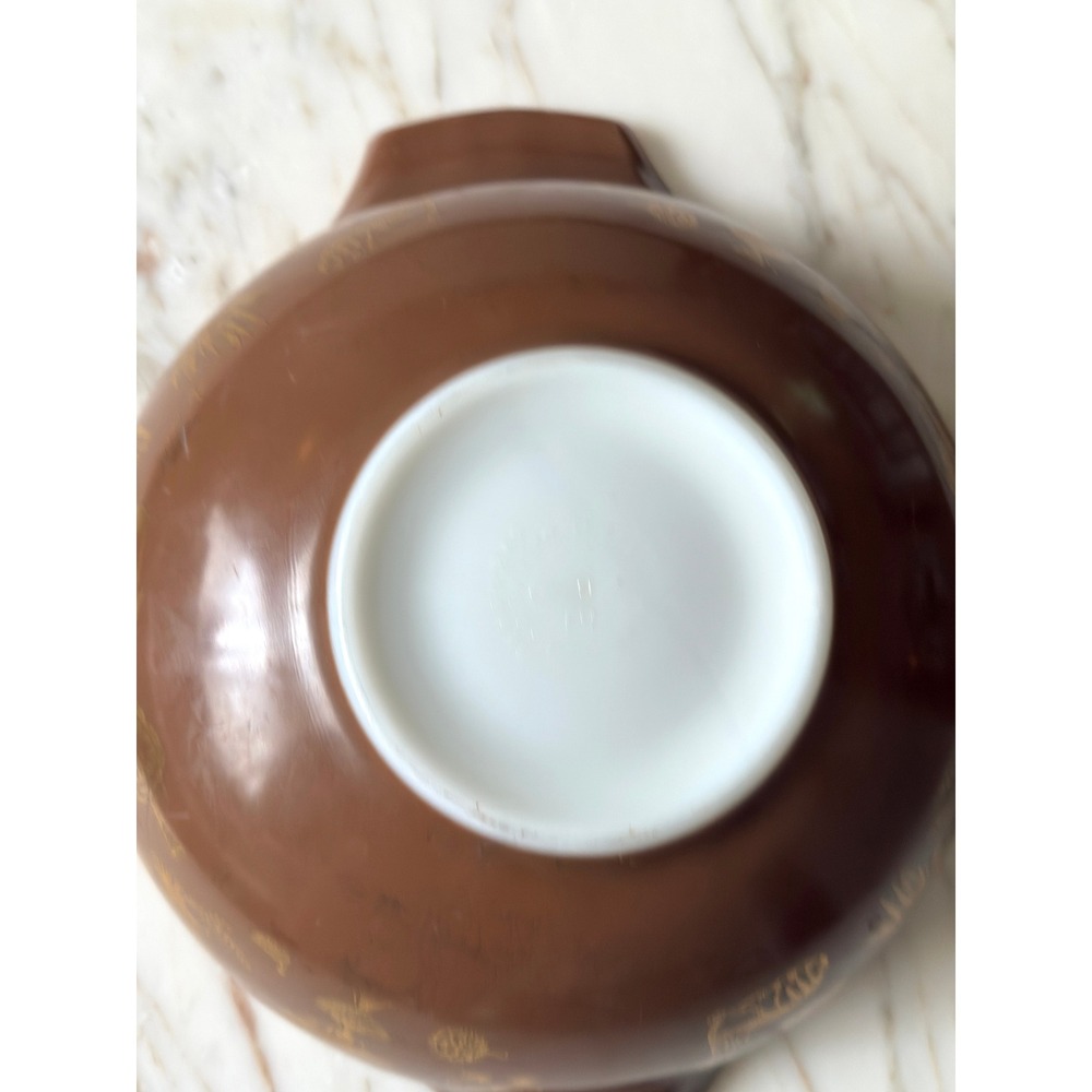 Vintage Pyrex Early American Cinderella 4 Qt Mixing Bowl #444 Brown Gold - Picture 7 of 9